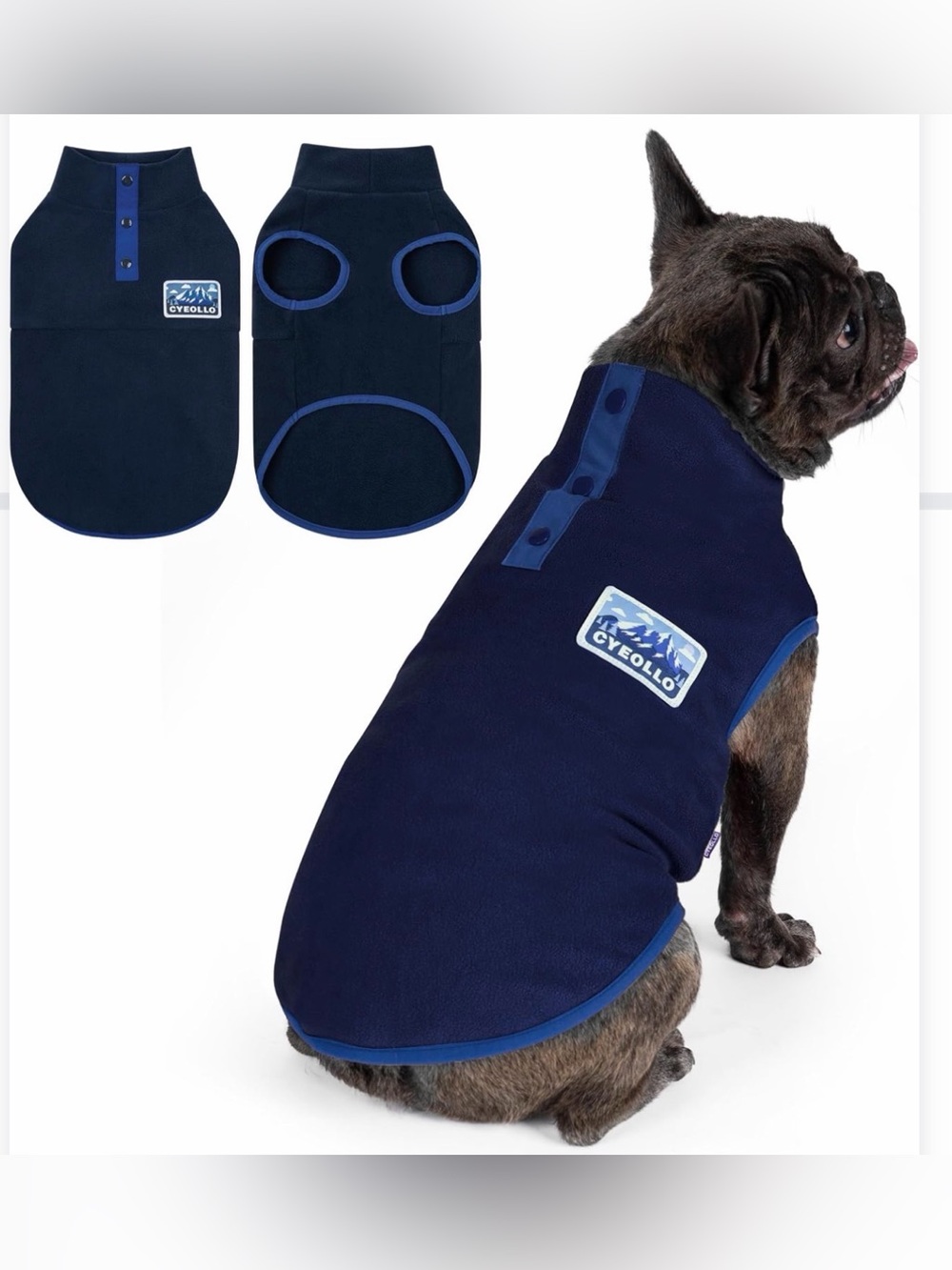 cyeollo Fleece Dog Sweater, Turtleneck Pullover Dog Sweatshirts, blue XXL